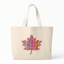 Floral Pink Maple Leaf - Proud Canadian Canvas Bag