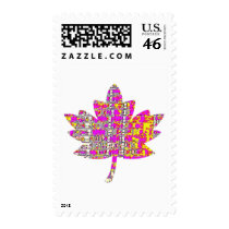 Floral Pink Maple Leaf - Proud Canadian Postage Stamps