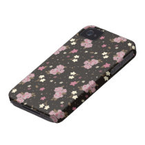 Floral Pink Roses on dark brown Iphone 4 Case-mate Cases
