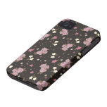 Floral Pink Roses on dark brown iPhone 4 Case-Mate Cases