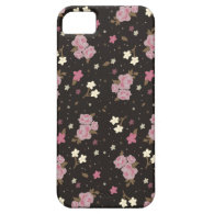 Pink Roses on dark brown black floral iPhone Case