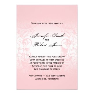 Floral Pink Vintage Wedding Invitation