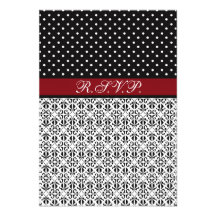 Floral & Polka Dots in Red Custom Invitations