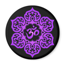 Floral Purple and Black Aum Design Magnet