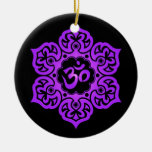 Floral Purple and Black Aum Design Ornaments