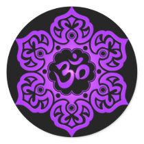 Floral Purple and Black Aum Design Stickers
