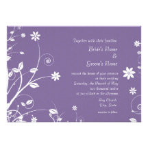 Floral Purple and White Wedding Invitations