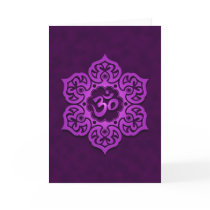 Floral Purple Aum Design Greeting Cards