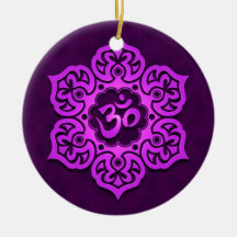 Floral Purple Aum Design Christmas Tree Ornament