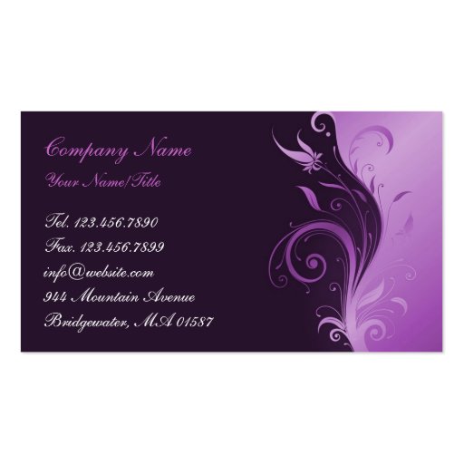 Floral Purple Business Card (front side)