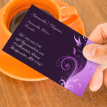 Floral Purple Business Card (Premium Stock) business cards by all_items Floral Purple Business Card (Premium Stock) business cards