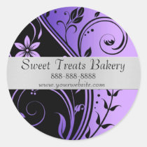 Floral Purple Cupcake Baking Label Sticker