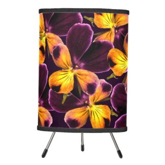 Floral Purple Yellow Abstract Flowers Tripod Lamp