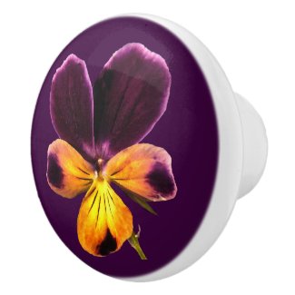 Floral Purple Yellow Flower Ceramic Knob