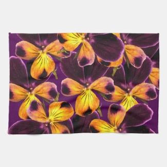 Floral Purple Yellow Flower Kitchen Towel