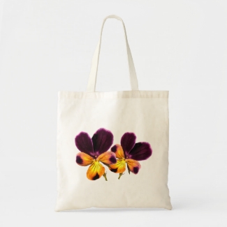 Floral Purple Yellow Pansy Flower Tote Bag