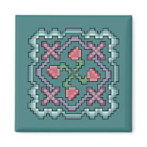 Floral Quilt Cross Stitch magnets by ingasi Floral Quilt Cross Stitch magnets