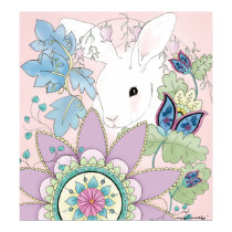 Floral Rabbit Poster posters by artology Floral Rabbit Poster posters