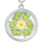 Floral Recycle Sign Necklace