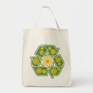 Floral Recycle Sign Organic Grocery Tote Bag bag