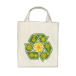 Floral Recycle Sign Organic Grocery Tote Bag