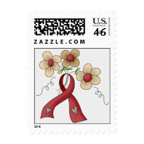Floral Red Awareness Ribbon Postage Stamps