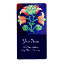 FLORAL Red Green Blue Custom Shipping Labels