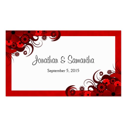 Floral Red Hibiscus Custom Wedding Favour Tags Business Card (front side)