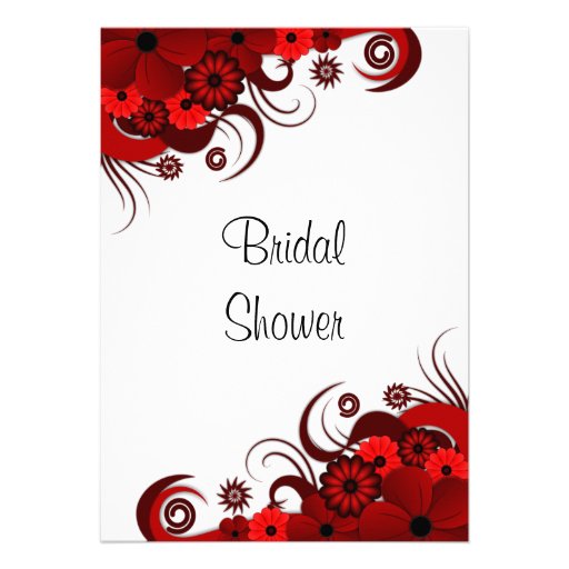 Floral Red Hibiscus Wedding Bridal Shower Invites