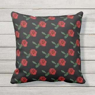 Floral Red Rose Garden Flower Outdoor Pillow