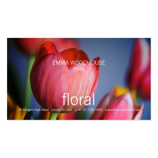Floral - Red Tulips Business Card (front side)
