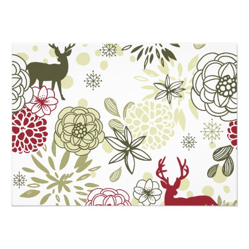 Floral Reindeer Christmas Bridal Shower Invitation