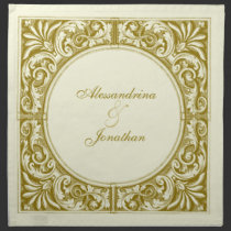 Floral Relief Circular Frame with Custom Names napkins