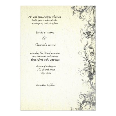 Floral retro wedding invitation card
