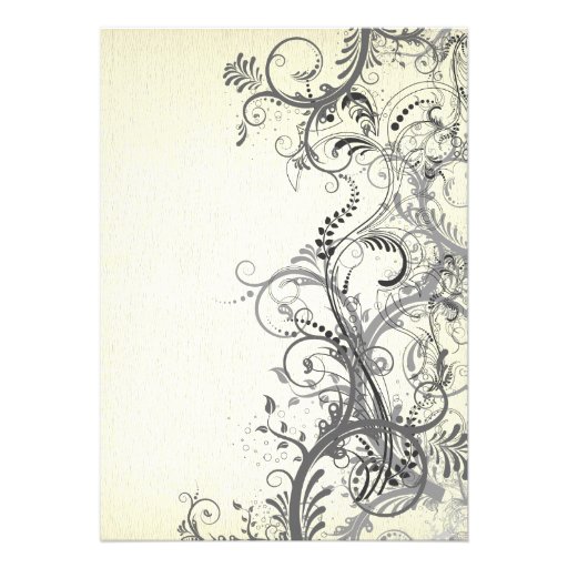 Floral retro wedding invitation card