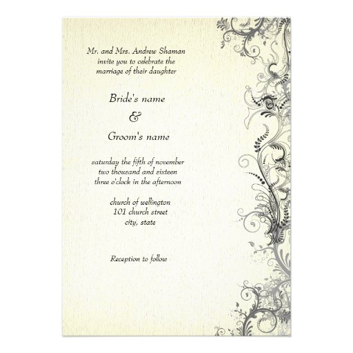 Floral retro wedding invitation card