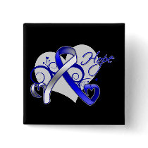 Floral Ribbon Hope - ALS Disease Button
