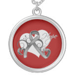 Floral Ribbon Hope - Brain Cancer necklaces