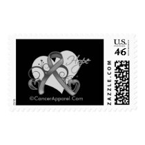 Floral Ribbon Hope - Brain Cancer Postage Stamps