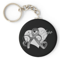 Floral Ribbon Hope - Brain Tumor Key Chains