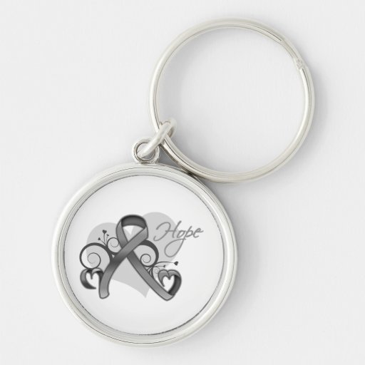 Floral Ribbon Hope - Brain Tumor Keychain