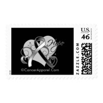 Floral Ribbon Hope - Carcinoid Cancer Postage Stamp
