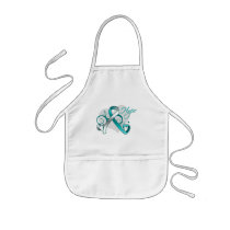Floral Ribbon Hope - Cervical Cancer Aprons