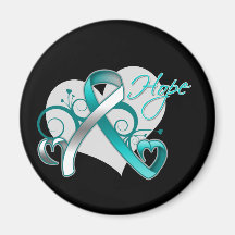 Floral Ribbon Hope - Cervical Cancer Magnets