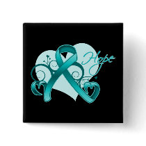 Floral Ribbon Hope - Ovarian Cancer Pin
