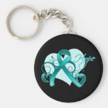 Floral Ribbon Hope - Teal Ribbon Keychain