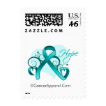Floral Ribbon Hope - Teal Ribbon Postage Stamps