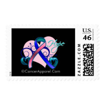 Floral Ribbon Hope - Thyroid Cancer Postage Stamps