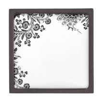 Floral roses branch rose flowers girly silhouette premium jewelry box