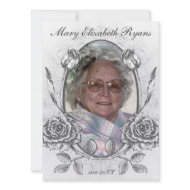 Floral Roses Memorial Bereavement Card invitation